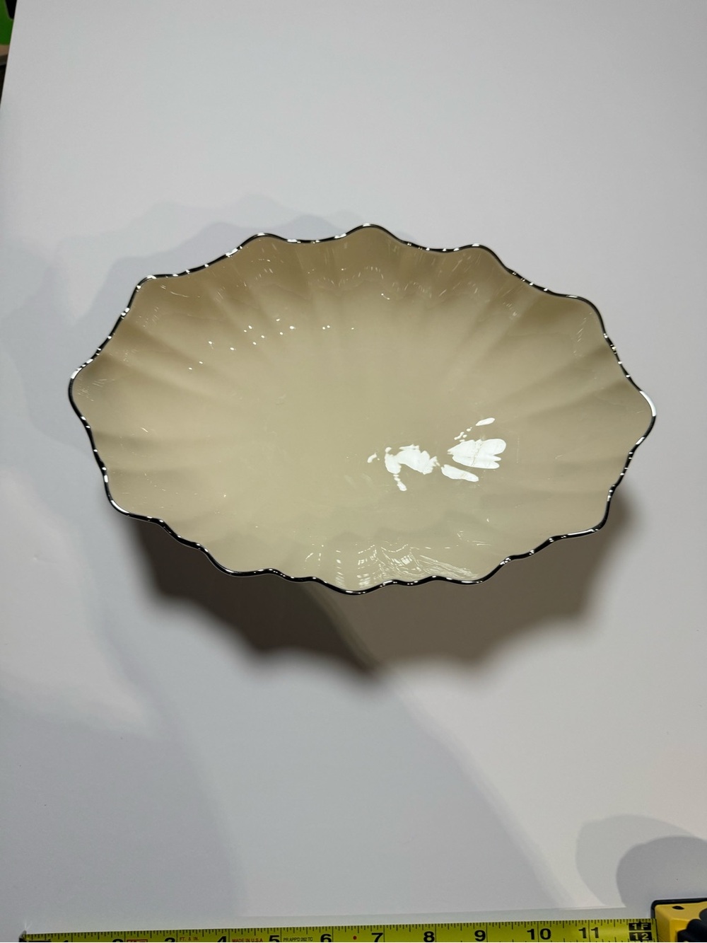 Vintage Lenox Cream Scalloped Decorative Bowl with Silver Trim